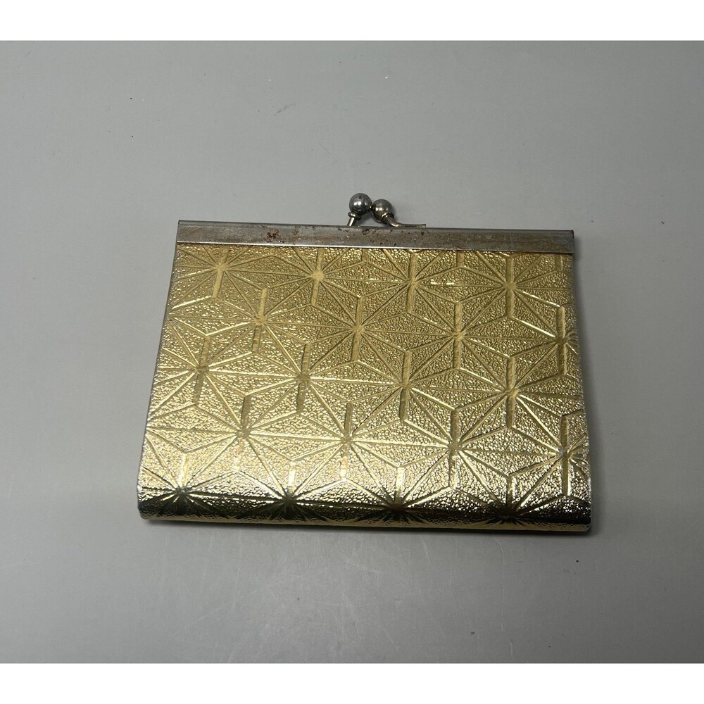 Vintage Gold Geometric Kiss Lock Coin Purse Retro Clutch Wallet Korea Handbag